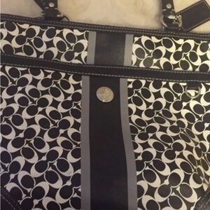 COACH Chelsea Signature LOGO Heritage Tote Bag F15137 preowned black and white